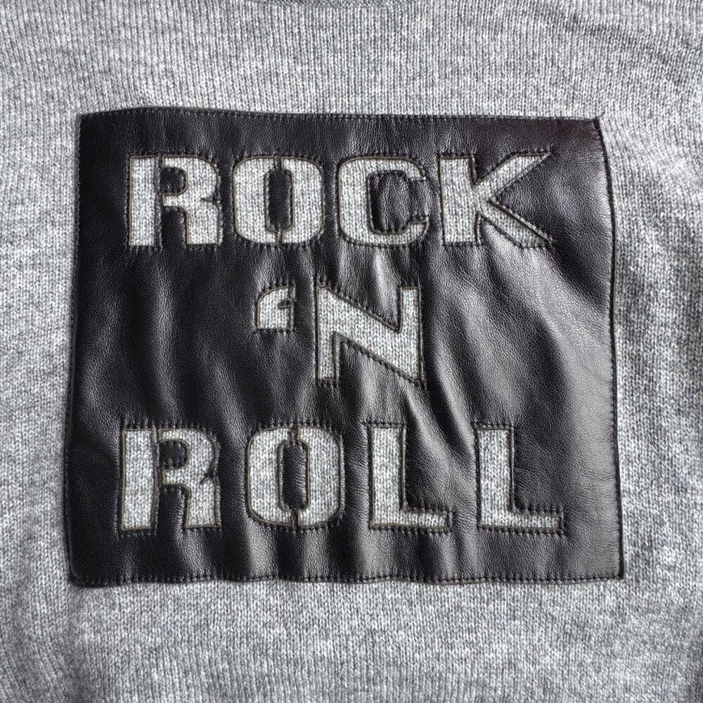 AUTUMN CASHMERE KIDS Rock N Roll Sweater Unisex 8 Leather Gray Merino Wool NWOT - Picture 3 of 8